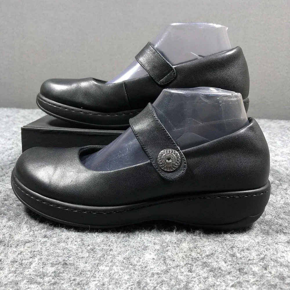 Spring Step Mary Jane Shoes Womens 7 Black Leather Slip Resistant Comfort Flats